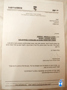 Yad-Vashem Tytuł Sprawiedliwych dla ratujących Turzyńskich