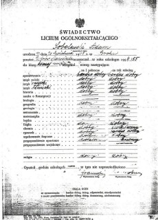 Świadectwo z ósmej klasy