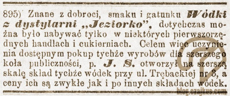 Wódki z Jeziorka – od znanej w XIX w. dystylarni pod Łomżą