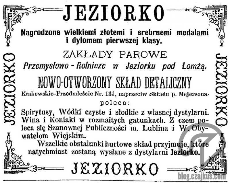 Wódki z Jeziorka – od znanej w XIX w. dystylarni pod Łomżą